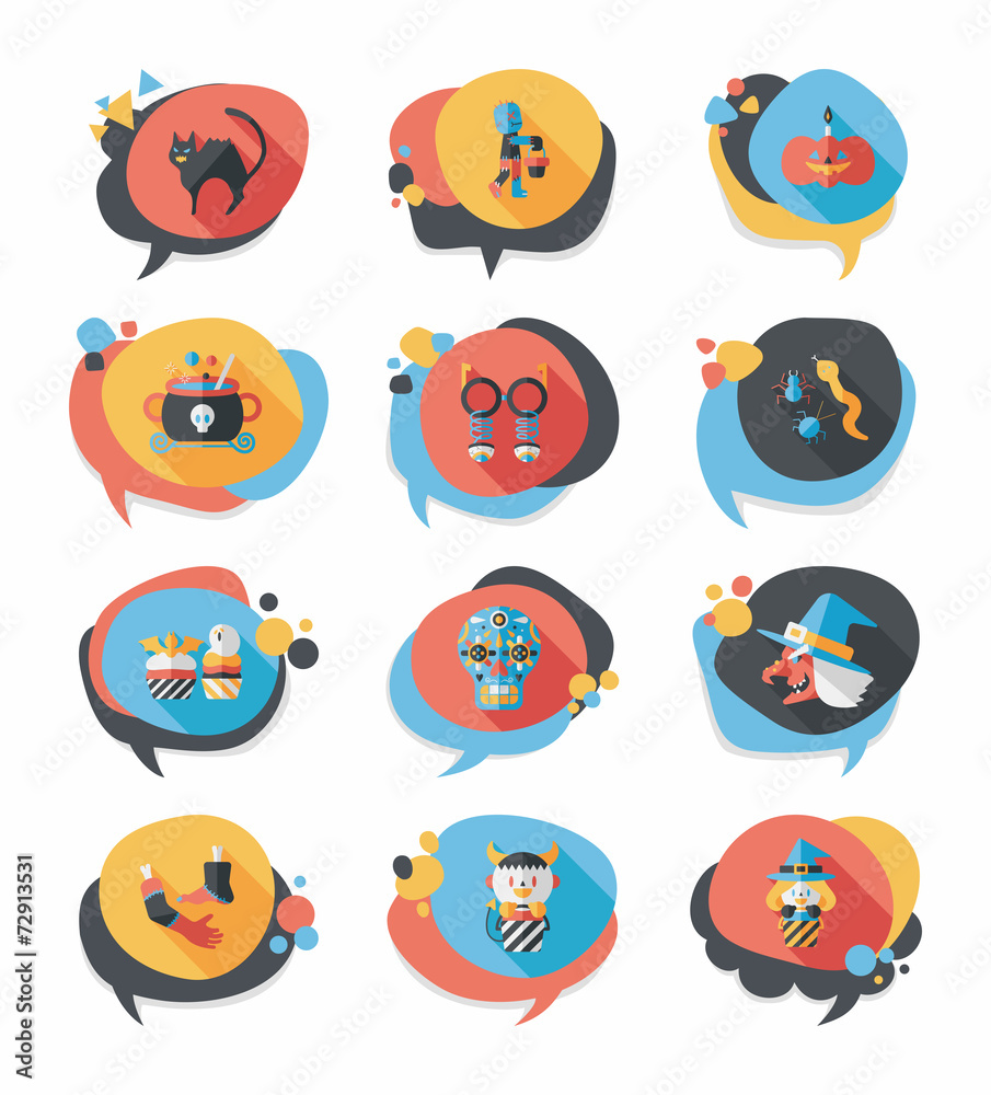 Halloween bubble speech banner design flat background set, eps10 Halloween bubble speech banner design flat background set, eps10