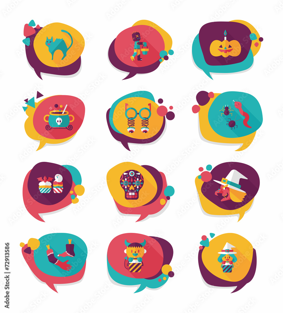 Halloween bubble speech banner design flat background set, eps10 Halloween bubble speech banner design flat background set, eps10
