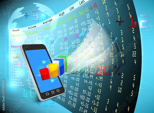 Stock exchange on mobile phone,business background