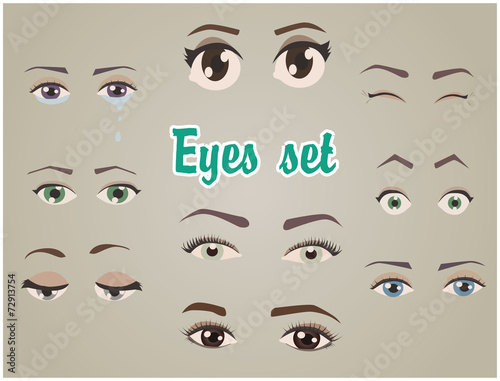eyes set fun cartoon for character and animation