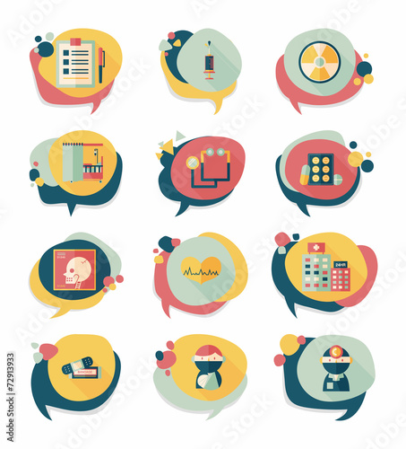 hospital bubble speech banner design flat background set, eps10