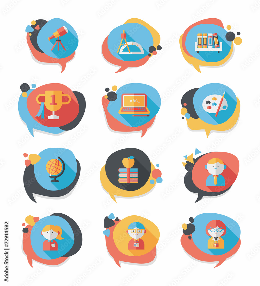 School bubble speech banner design flat background set, eps10 School bubble speech banner design flat background set, eps10