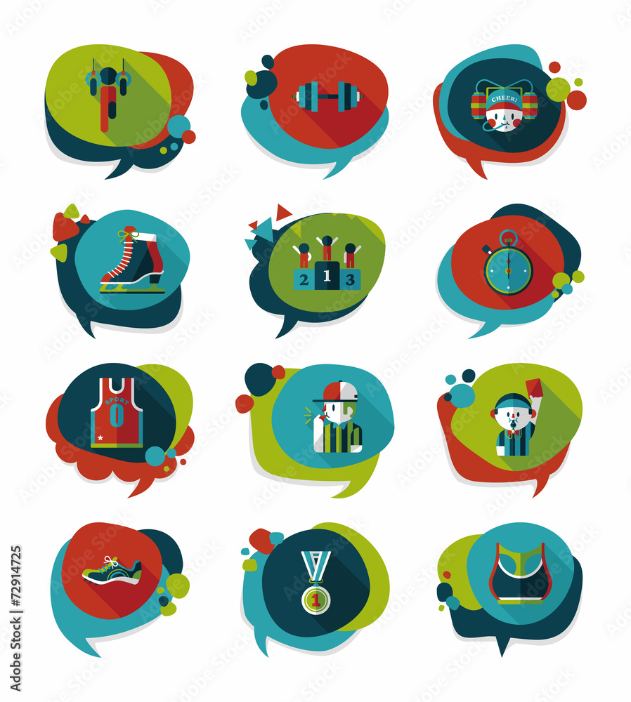 Sport speech bubble flat banner design background set, eps10 Sport speech bubble flat banner design background set, eps10