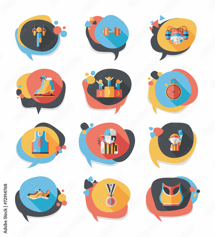 Sport speech bubble flat banner design background set, eps10 Sport speech bubble flat banner design background set, eps10