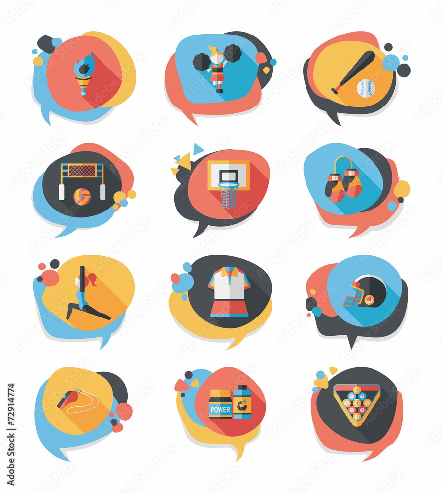 Sport speech bubble flat banner design background set, eps10 Sport speech bubble flat banner design background set, eps10