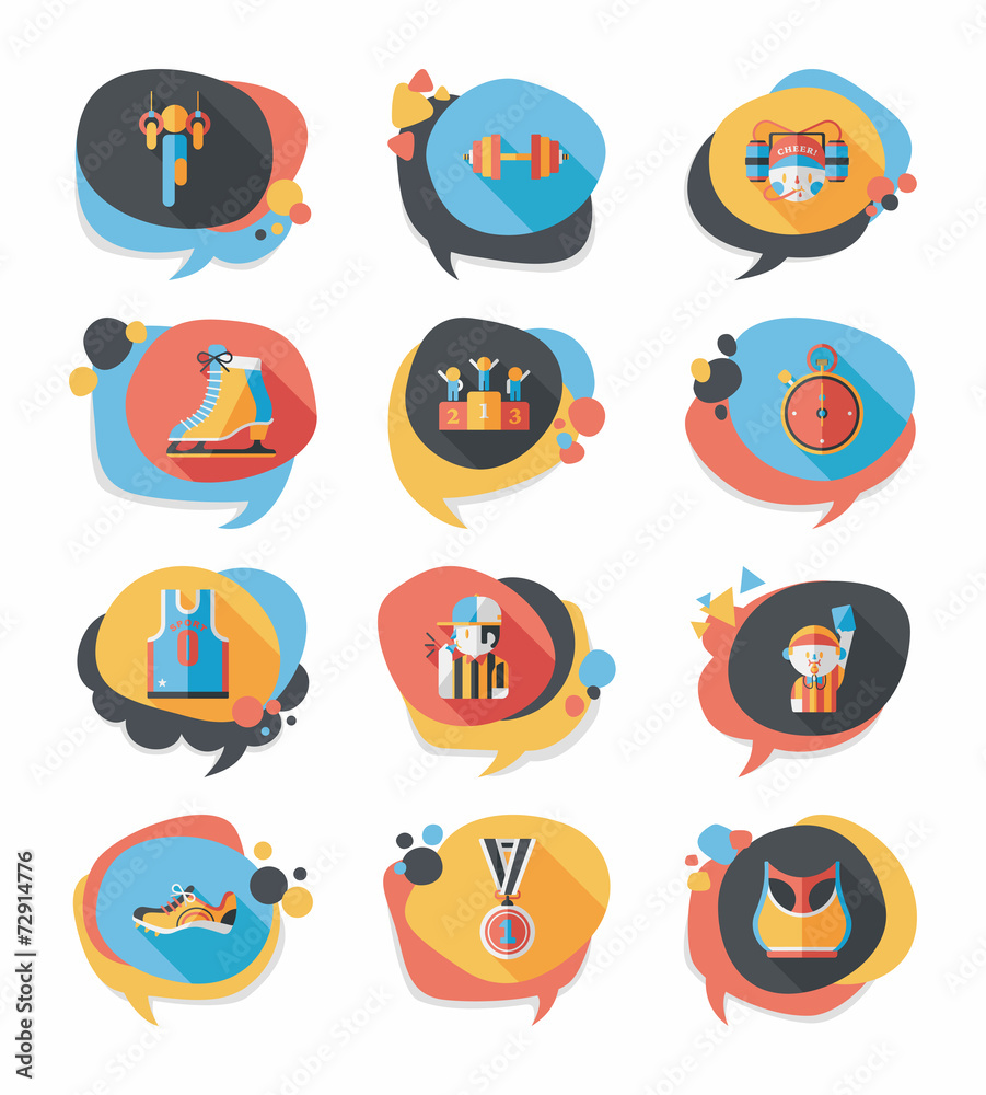 Fototapeta premium Sport speech bubble flat banner design background set, eps10