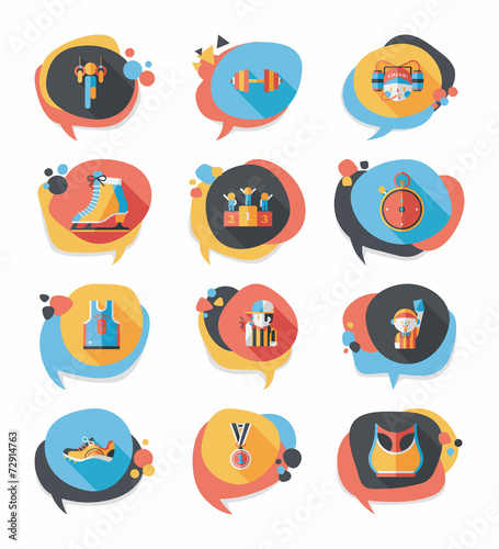 Sport speech bubble flat banner design background set, eps10