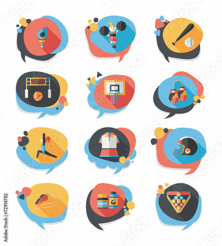 Sport speech bubble flat banner design background set, eps10