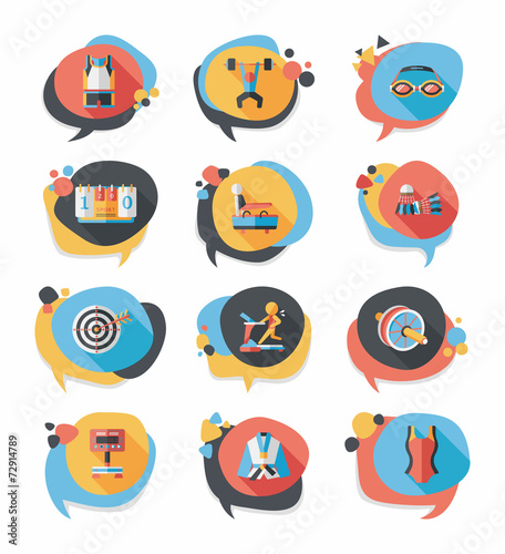 Sport speech bubble flat banner design background set, eps10