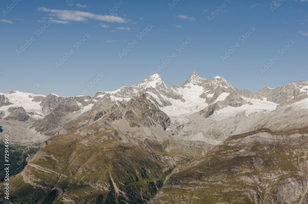 Zermatt, Dorf, Alpen, Schweizer Alpen, Walliser Berge, Wellenkuppe, Ober Gabelhorn, Gletscher, hochalpin, Wanderweg, Sommer, Wallis, Schweiz