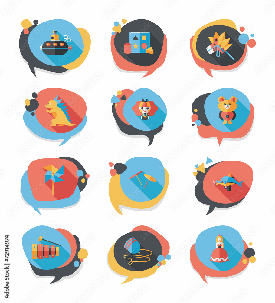 Toy speech bubble banner design flat background set, eps10 Toy speech bubble banner design flat background set, eps10