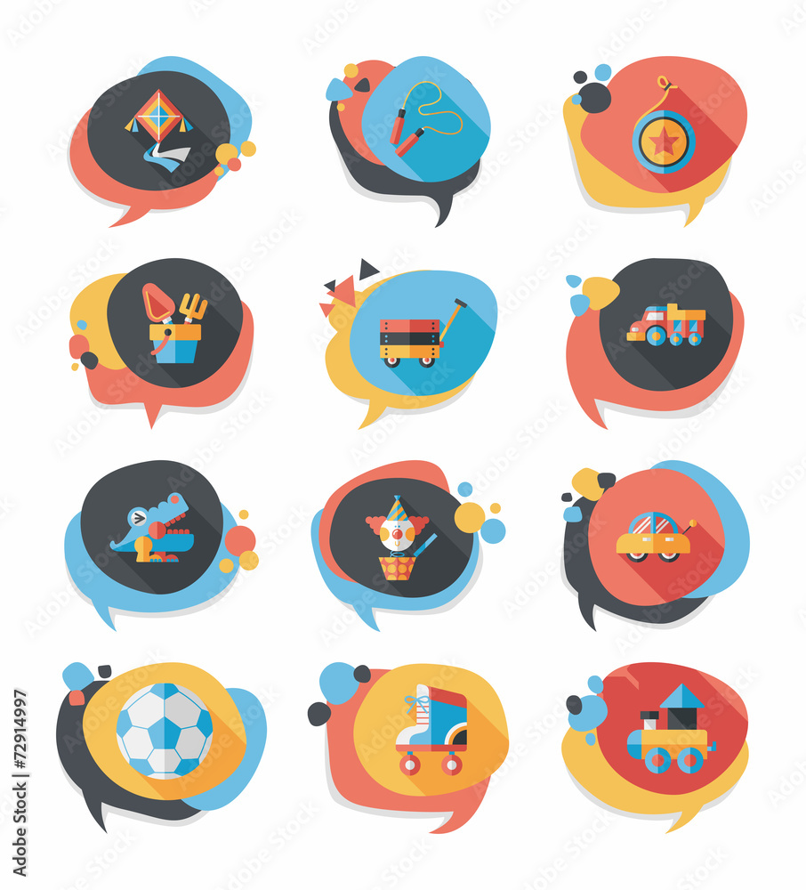 Toy speech bubble banner design flat background set, eps10 Toy speech bubble banner design flat background set, eps10