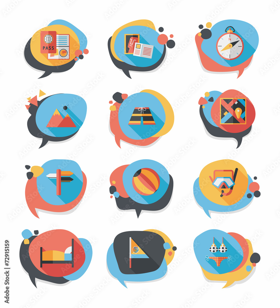 Travel bubble speech banner design flat background set, eps10 Travel bubble speech banner design flat background set, eps10