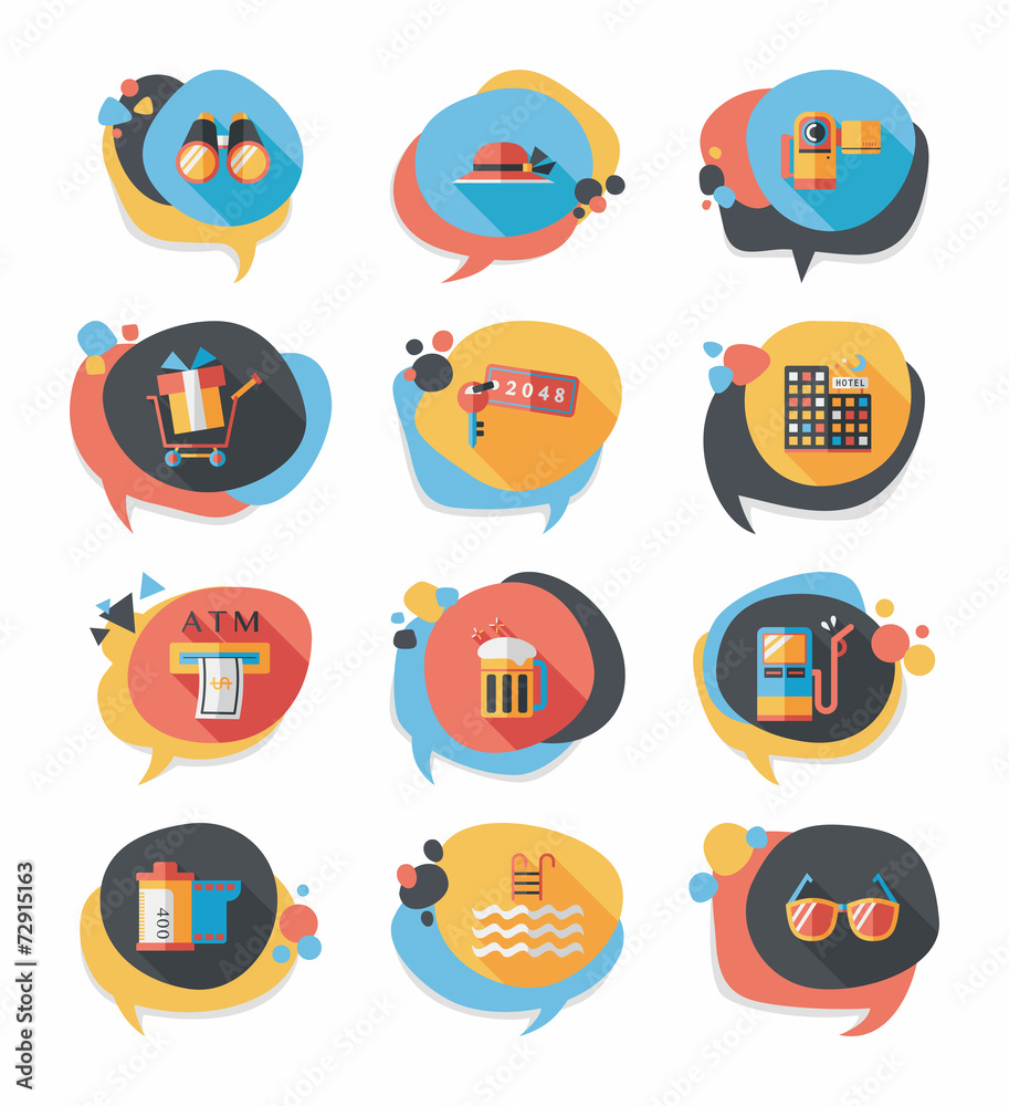 Travel bubble speech banner design flat background set, eps10 Travel bubble speech banner design flat background set, eps10