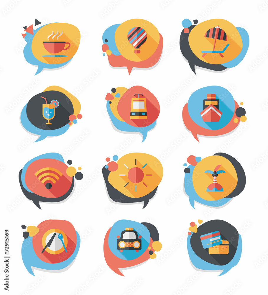 Travel bubble speech banner design flat background set, eps10 Travel bubble speech banner design flat background set, eps10