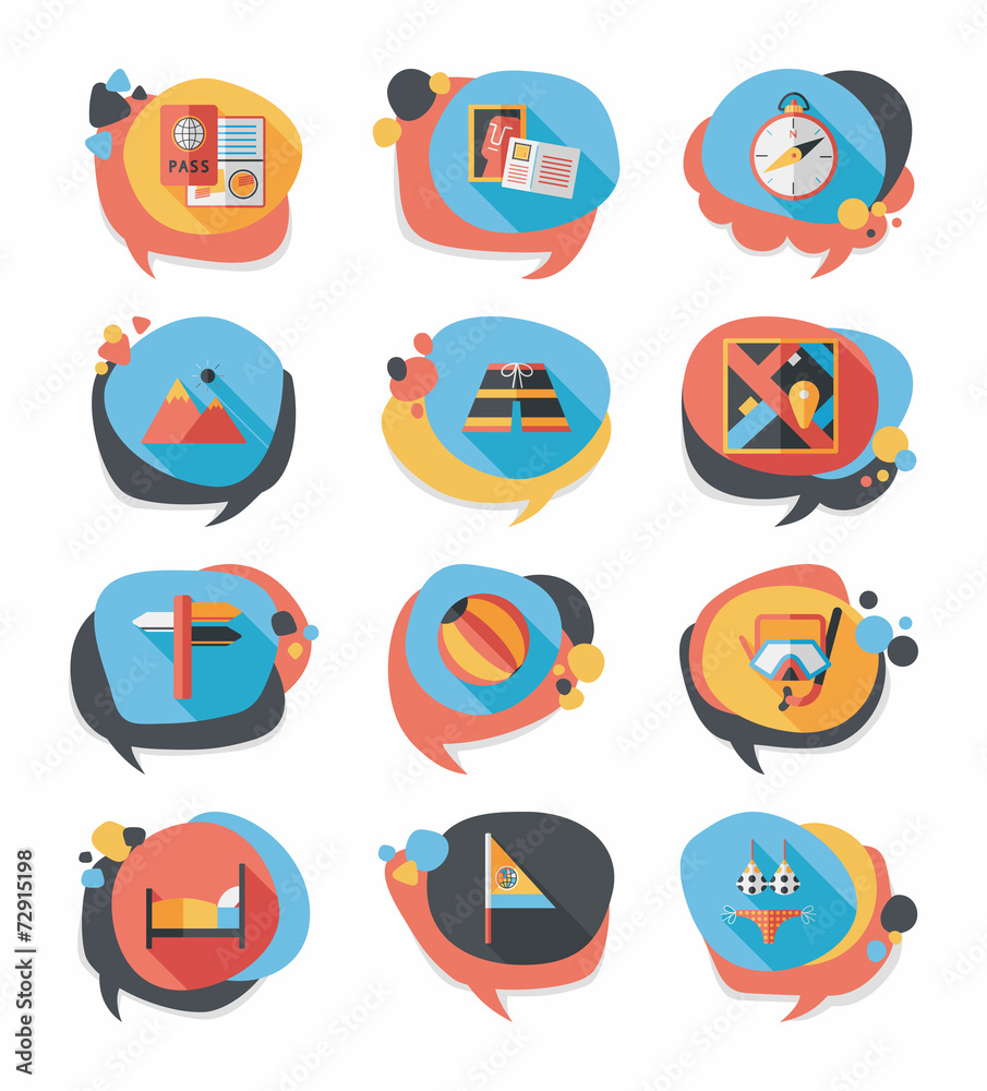 Travel bubble speech banner design flat background set, eps10 Travel bubble speech banner design flat background set, eps10