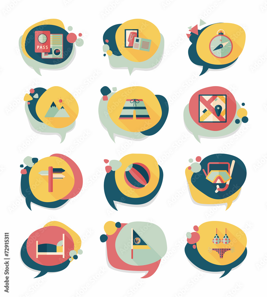 Travel bubble speech banner design flat background set, eps10 Travel bubble speech banner design flat background set, eps10
