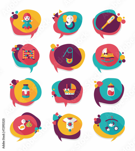 baby bubble speech banner design flat background set, eps10