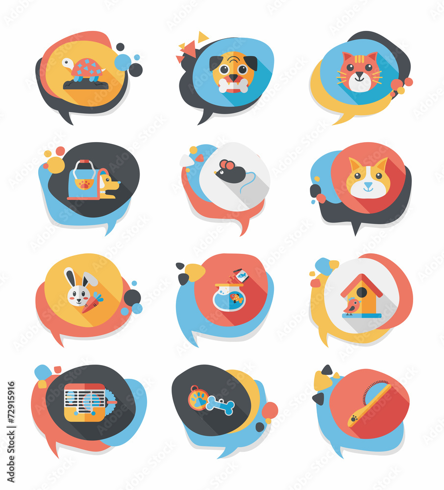 Pet bubble speech flat banner design background set, eps10 Pet bubble speech flat banner design background set, eps10