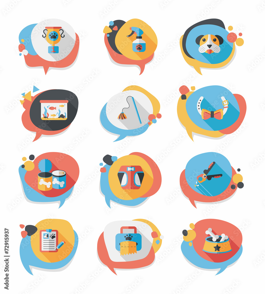 Pet bubble speech flat banner design background set, eps10 Pet bubble speech flat banner design background set, eps10