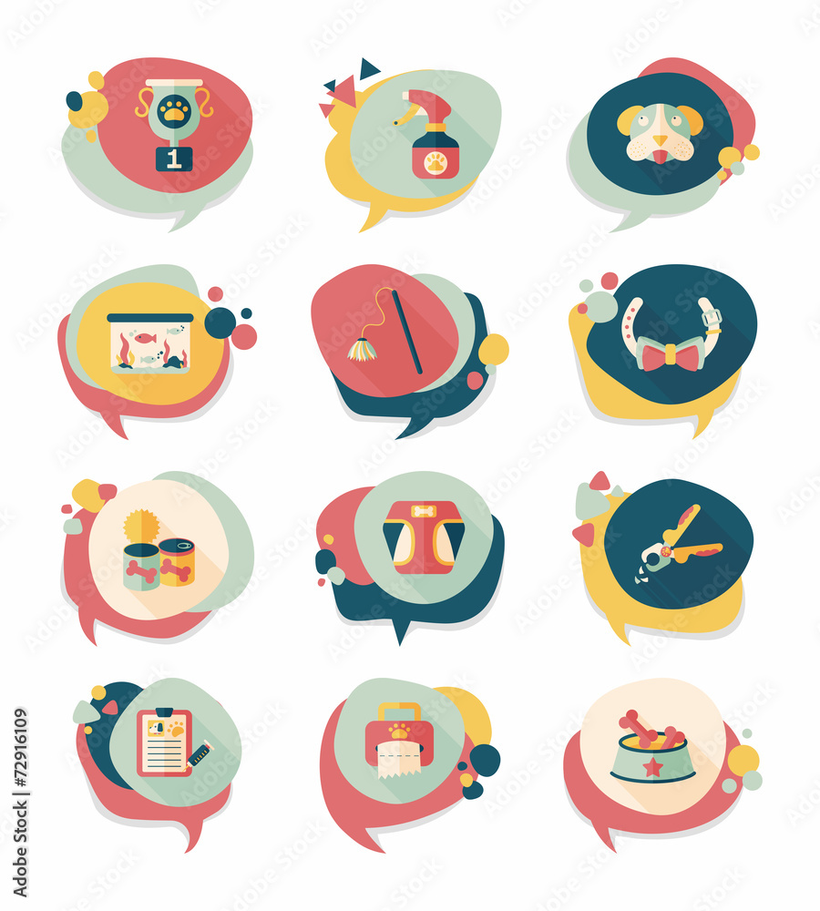Pet bubble speech flat banner design background set, eps10 Pet bubble speech flat banner design background set, eps10