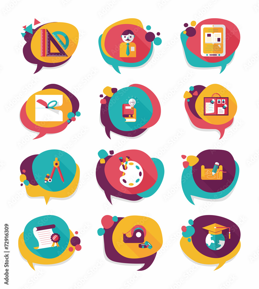 School bubble speech banner design flat background set, eps10 School bubble speech banner design flat background set, eps10