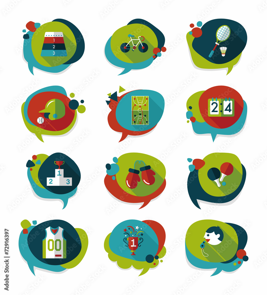 Sport speech bubble flat banner design background set, eps10 Sport speech bubble flat banner design background set, eps10