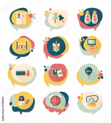 School bubble speech banner design flat background set, eps10