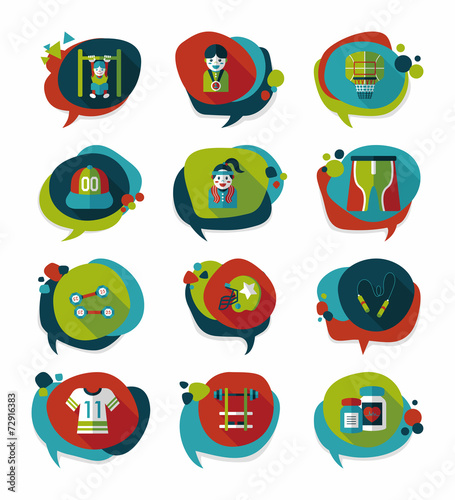 Sport speech bubble flat banner design background set, eps10