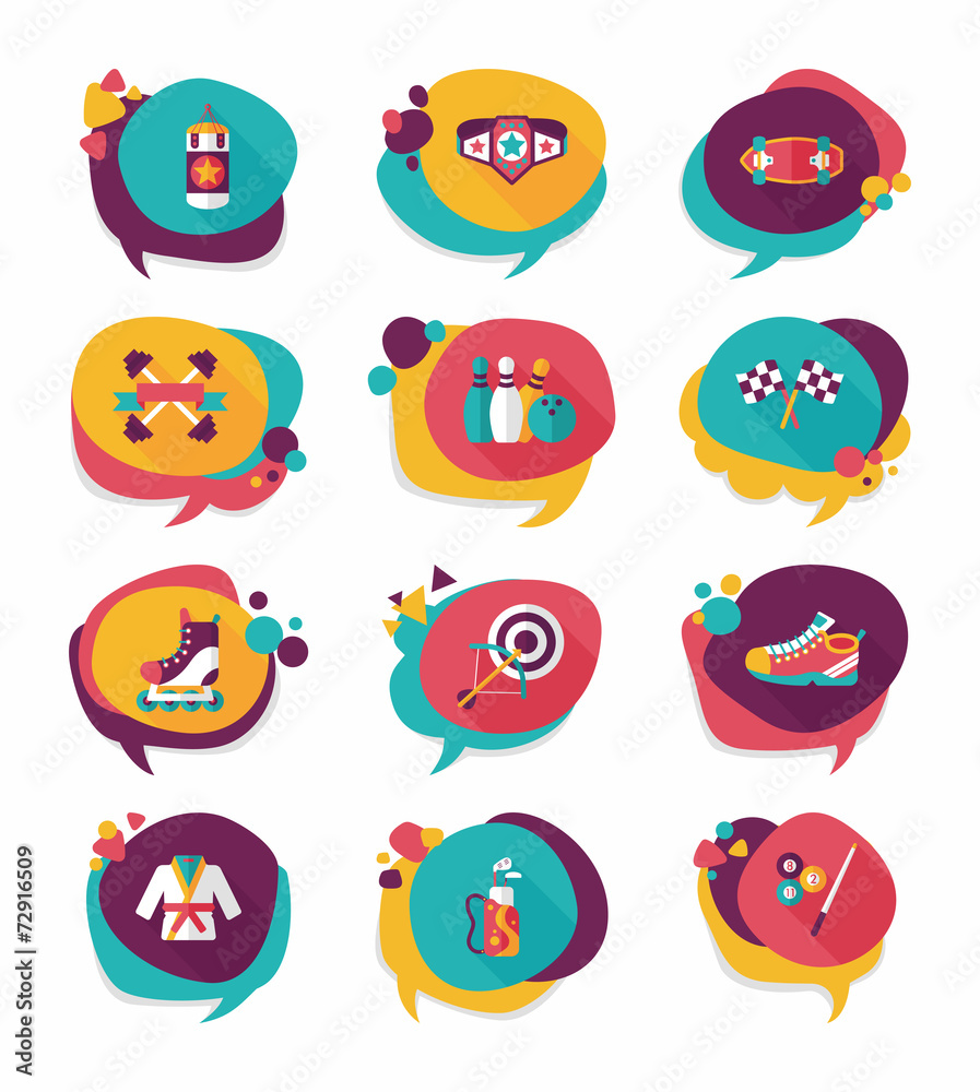 Sport speech bubble flat banner design background set, eps10 Sport speech bubble flat banner design background set, eps10