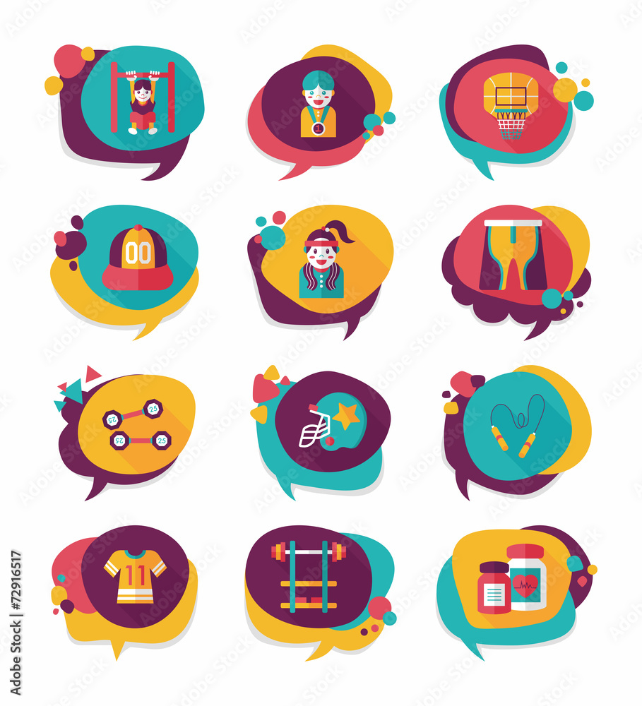 Sport speech bubble flat banner design background set, eps10 Sport speech bubble flat banner design background set, eps10