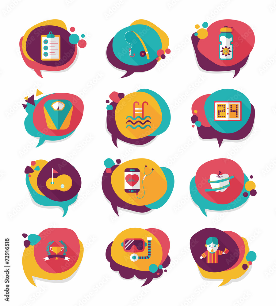 Sport speech bubble flat banner design background set, eps10 Sport speech bubble flat banner design background set, eps10