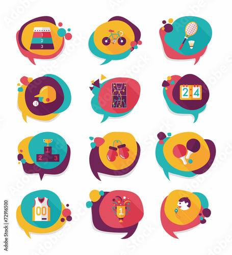 Sport speech bubble flat banner design background set, eps10