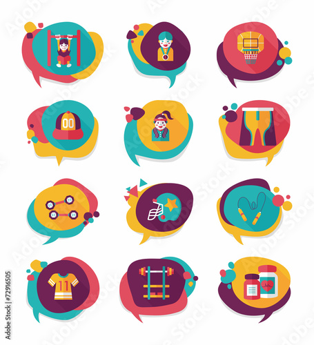 Sport speech bubble flat banner design background set, eps10