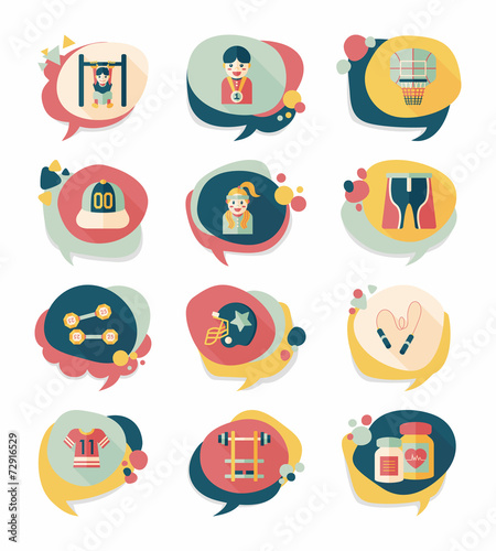 Sport speech bubble flat banner design background set, eps10