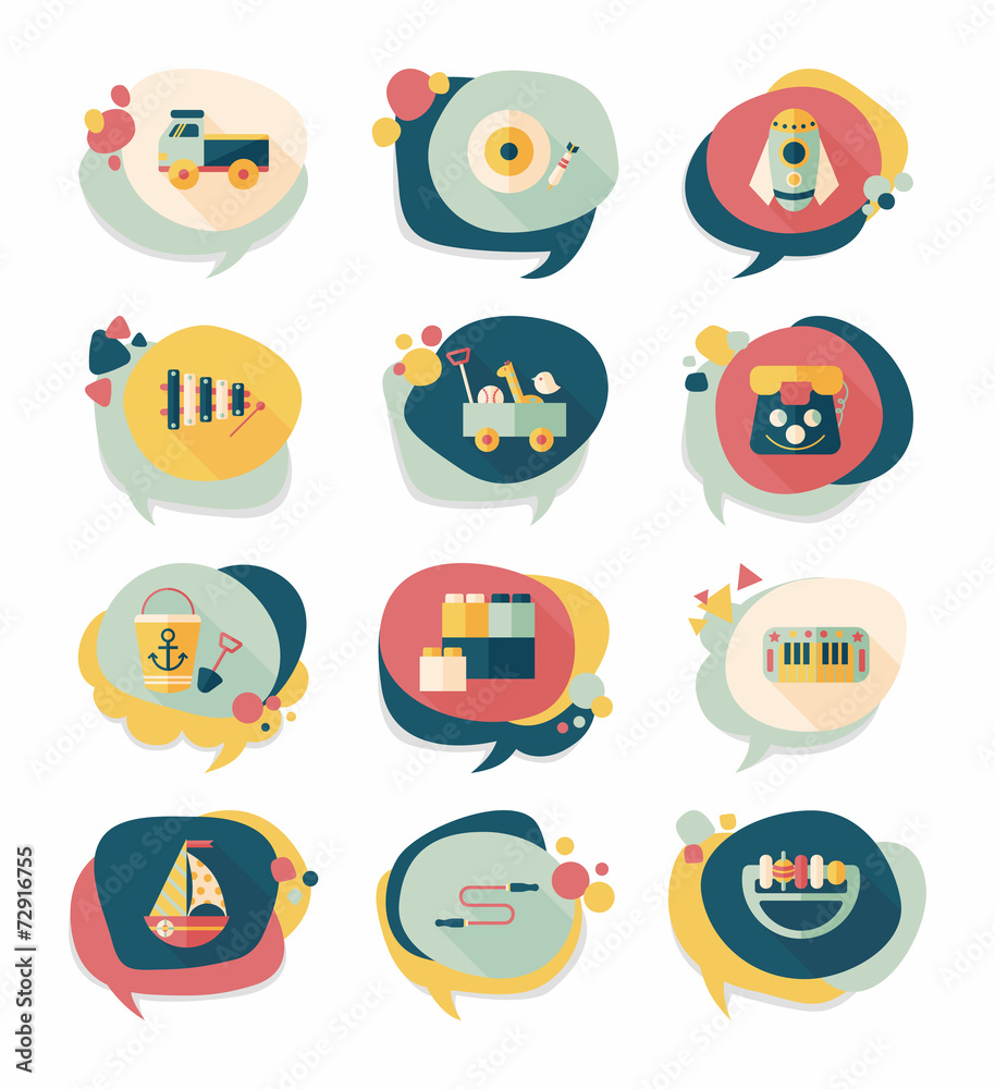 Toy speech bubble banner design flat background set, eps10 Toy speech bubble banner design flat background set, eps10
