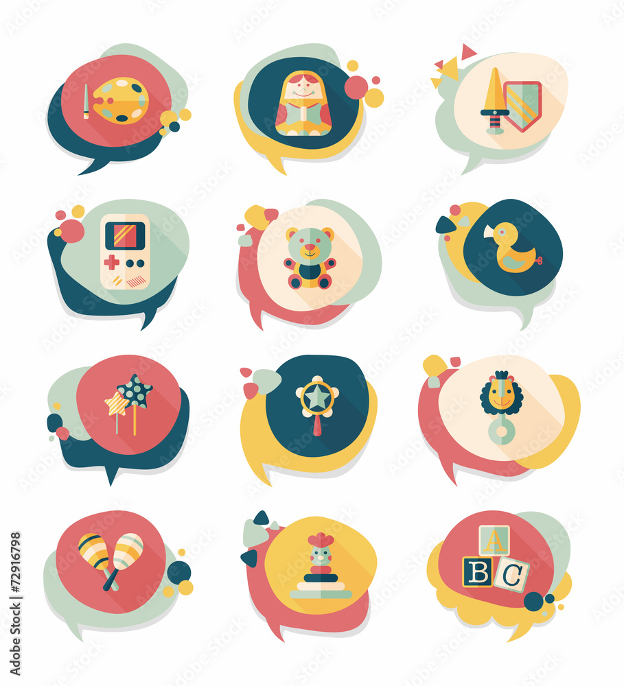 Toy speech bubble banner design flat background set, eps10 Toy speech bubble banner design flat background set, eps10
