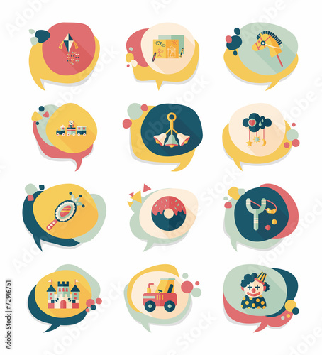 Toy speech bubble banner design flat background set, eps10