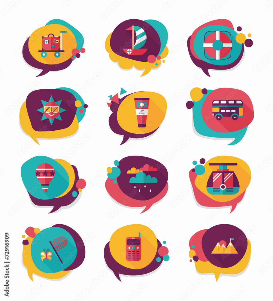 Travel bubble speech banner design flat background set, eps10 Travel bubble speech banner design flat background set, eps10