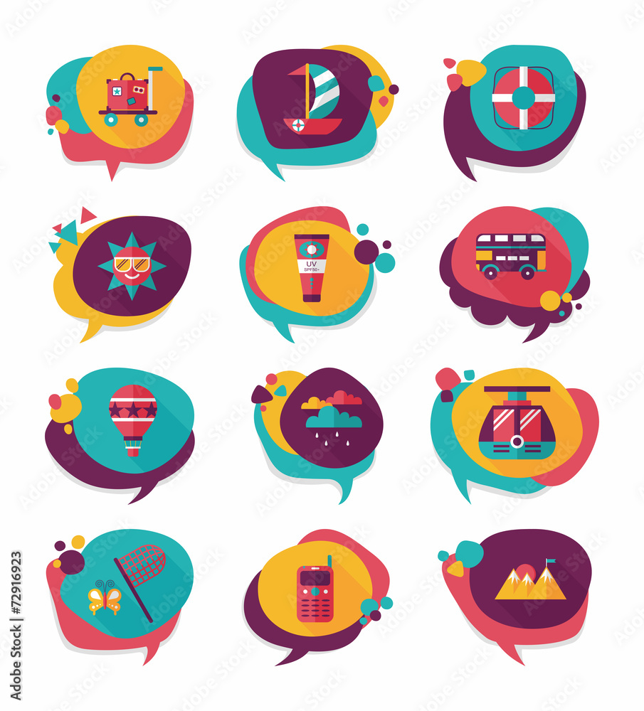 Travel bubble speech banner design flat background set, eps10 Travel bubble speech banner design flat background set, eps10