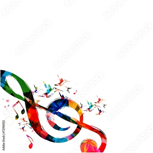 G-clef sign with hummingbirds
