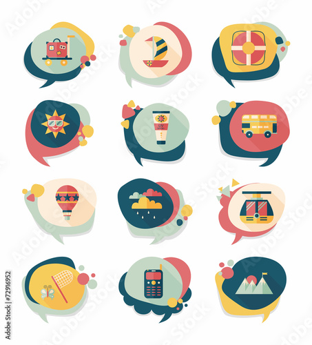 Travel bubble speech banner design flat background set, eps10