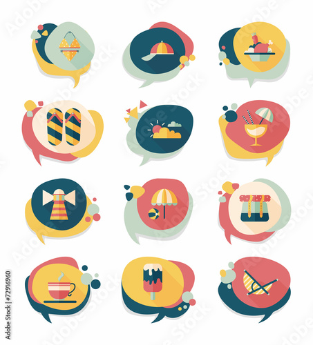 Travel bubble speech banner design flat background set, eps10