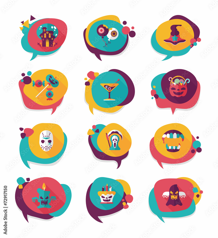 Halloween bubble speech banner design flat background set, eps10 Halloween bubble speech banner design flat background set, eps10