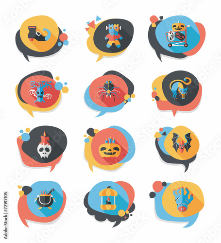 Halloween bubble speech banner design flat background set, eps10