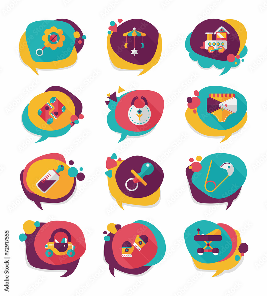 baby bubble speech banner design flat background set, eps10 baby bubble speech banner design flat background set, eps10