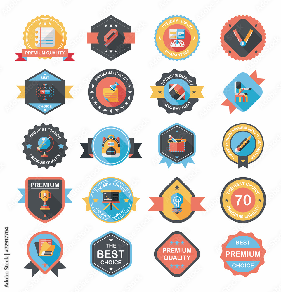 School badge banner design flat background set, eps10 School badge banner design flat background set, eps10