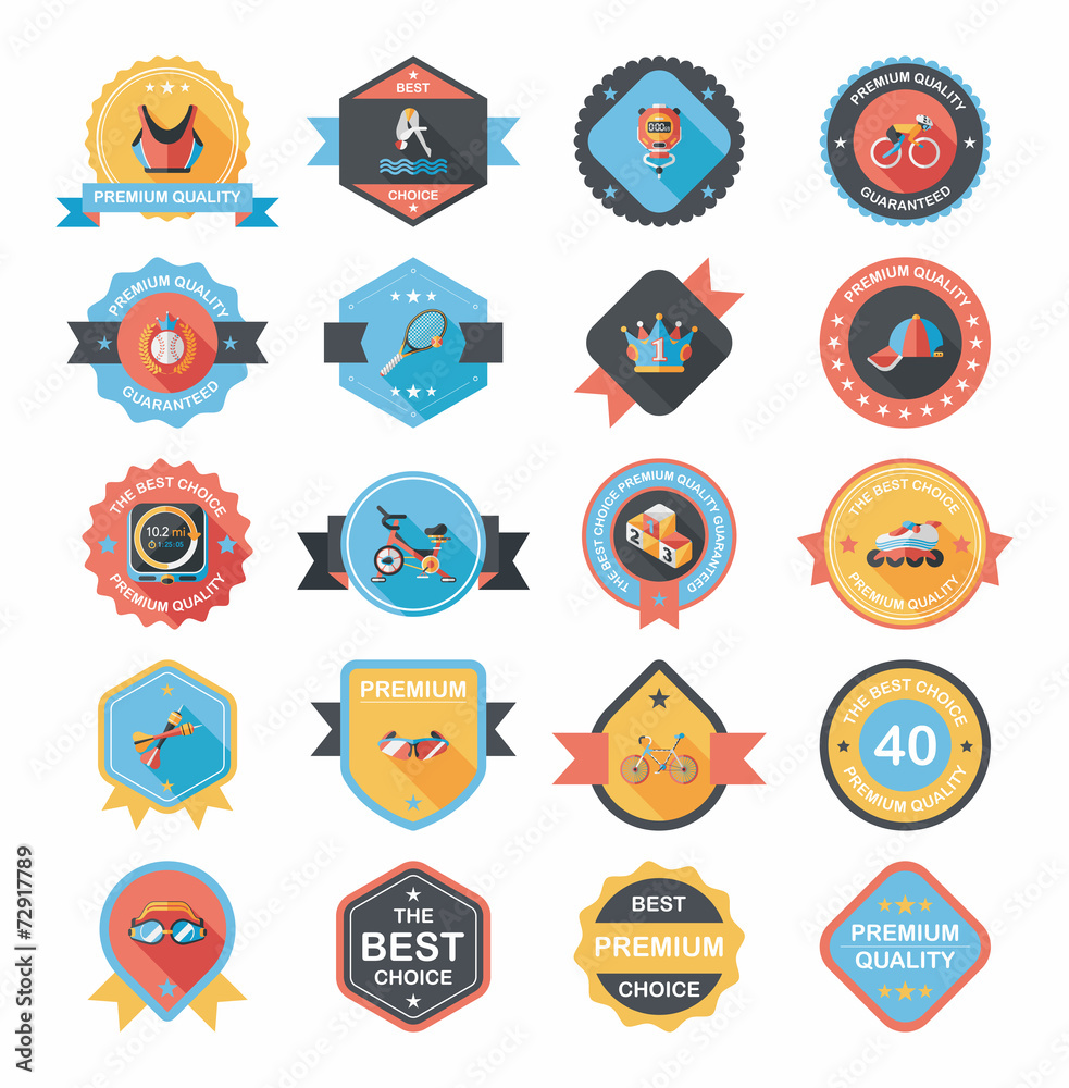 Sport badge flat banner design background set, eps10 Sport badge flat banner design background set, eps10