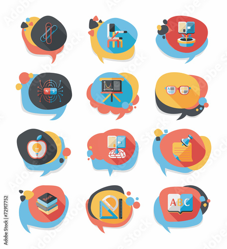 School bubble speech banner design flat background set, eps10