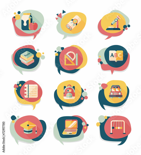 School bubble speech banner design flat background set, eps10